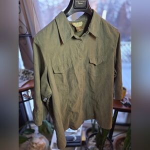 Cotton Ginny Faux Suede Button Down 25 In P2P Medium